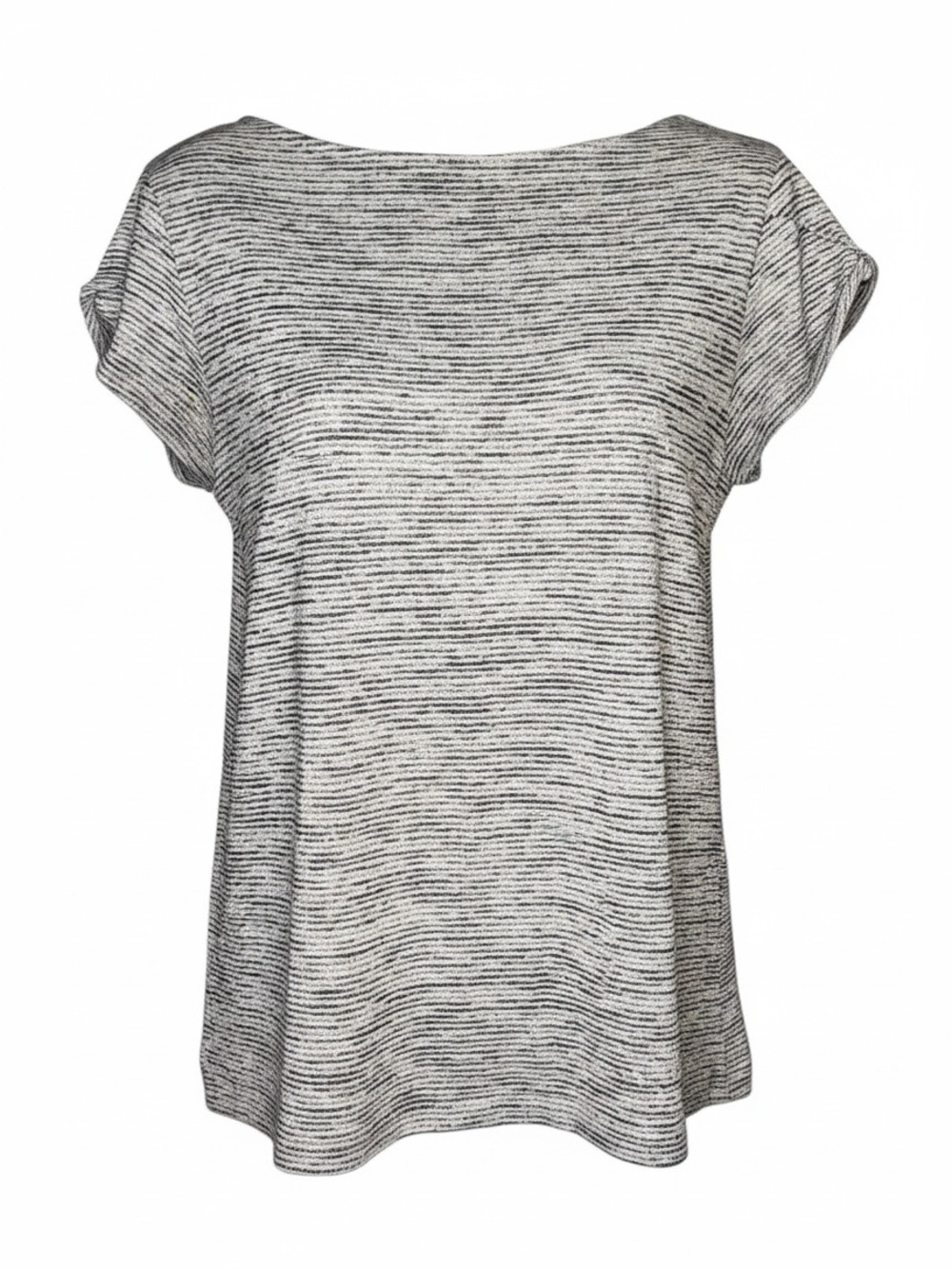 Market & Spruce Striped Button Back Knit Top Size Small Gray Ivory